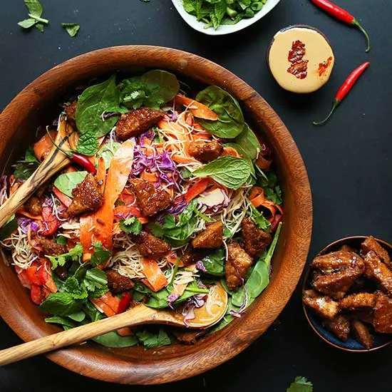 Blissed-Out Thai Salad with Peanut Tempeh