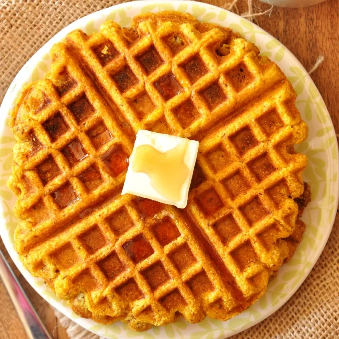 Vegan Pumpkin Cornbread Waffles