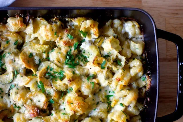 herbed summer squash pasta bake