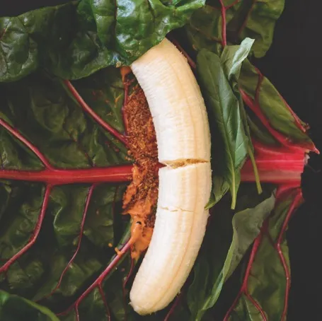 Peanut Butter Banana Basil Rainbow Chard Wrap