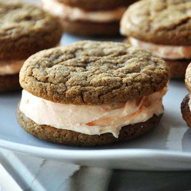 Ginger Cookie Sandwiches with Orange Buttercream