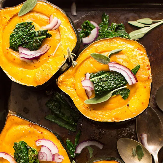 Creamy Fall Soup in Acorn Squash Bowls