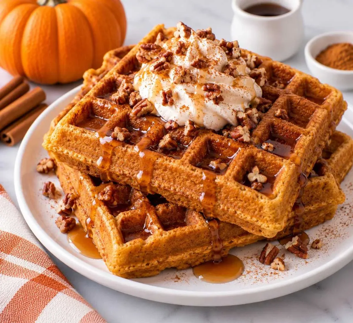 Easy Pumpkin Waffles – Fluffy and Spiced
