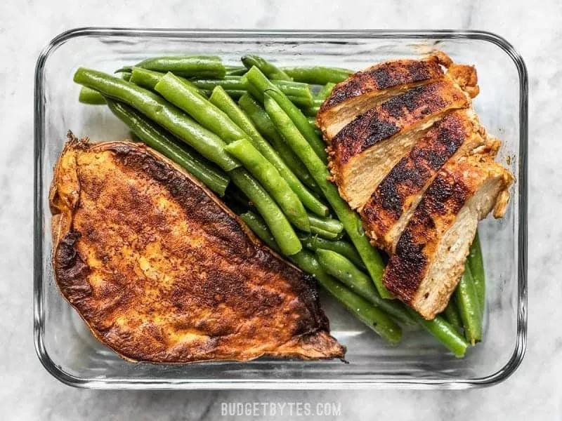Smoky Chicken and Cinnamon Roasted Sweet Potato Meal Prep
