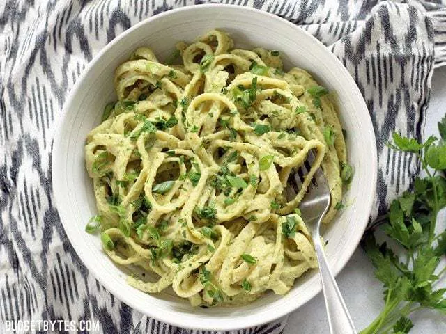 Parsley Scallion Hummus Pasta