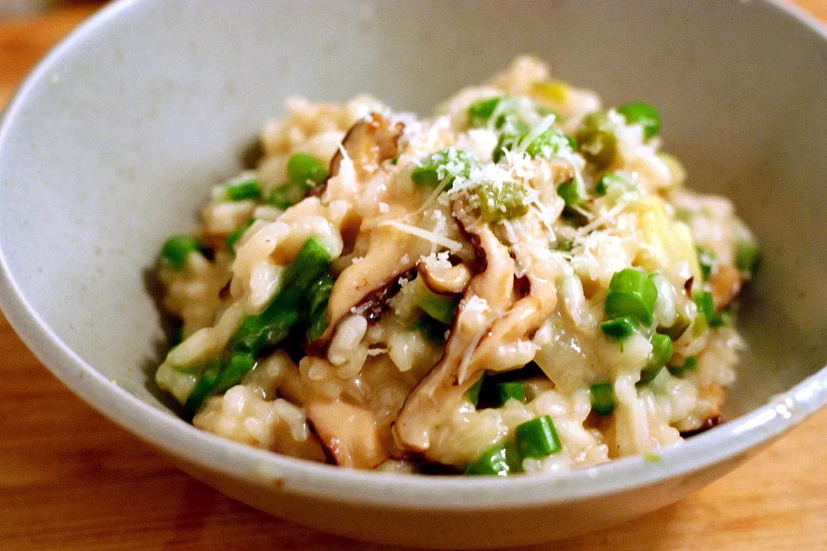 asparagus, artichoke and shiitake risotto