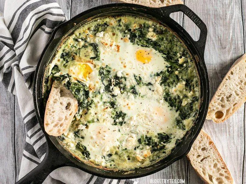 Creamed Spinach Baked Eggs