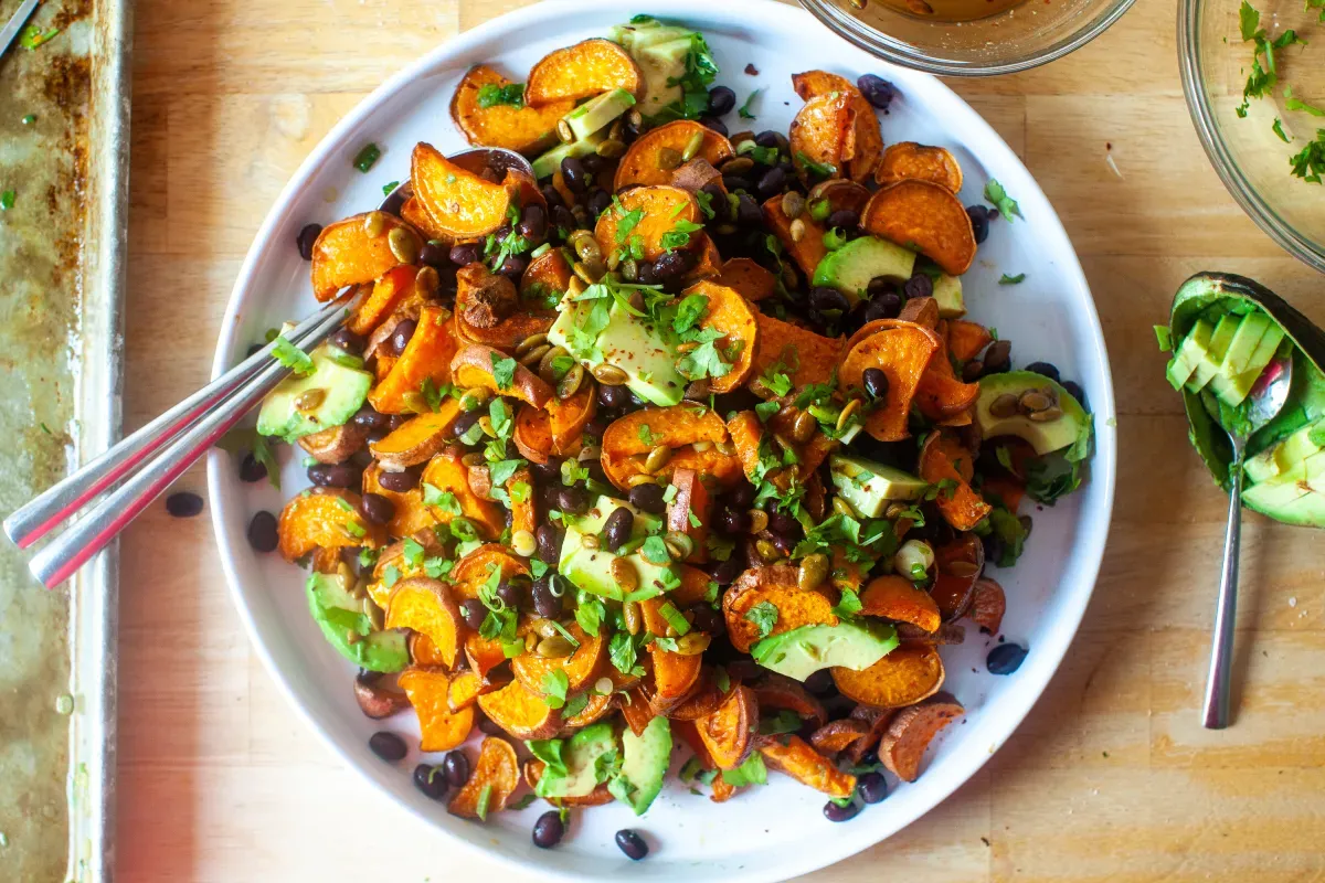 sweet potato salad with pepita dressing