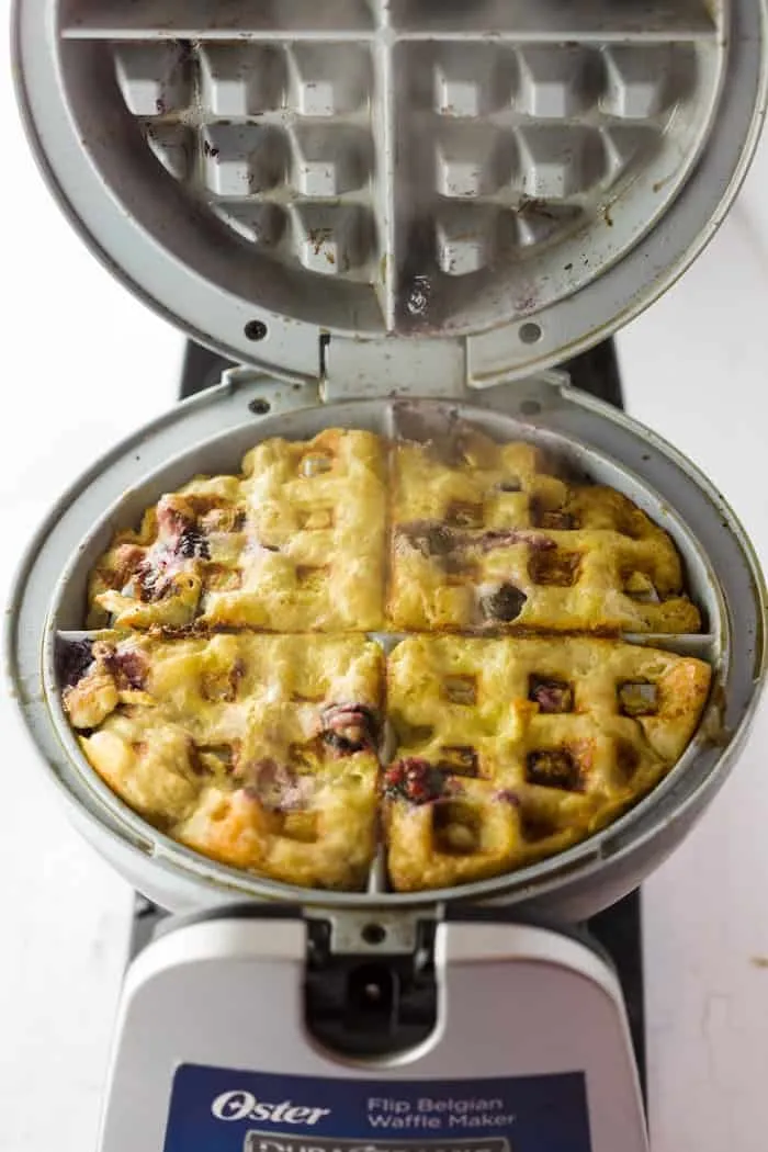 3-ingredient Banana Blueberry Waffles
