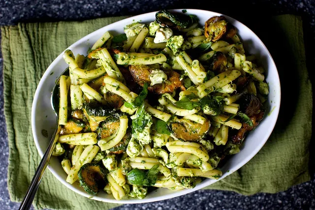 pasta and fried zucchini salad