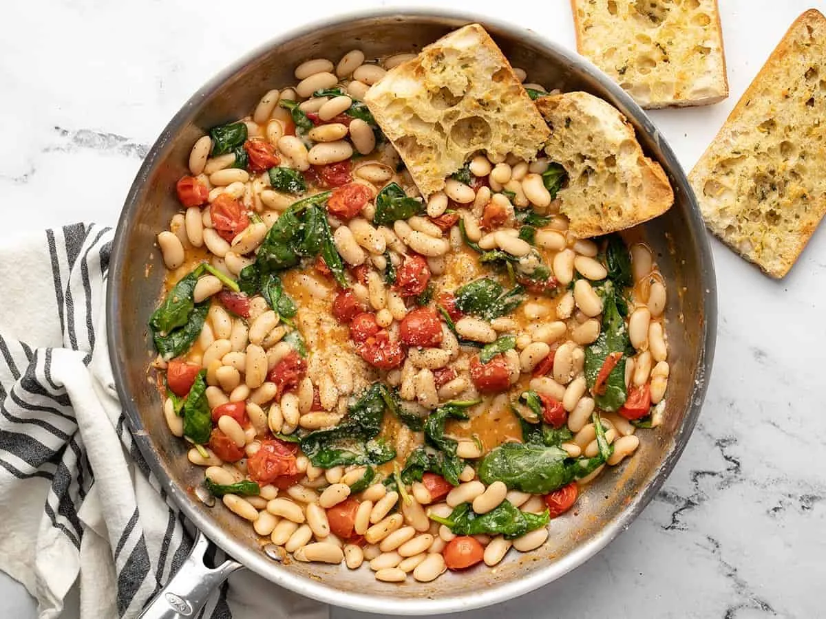 Saucy White Beans with Spinach
