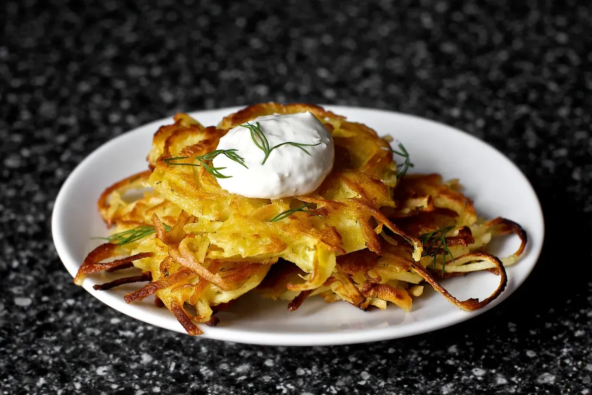 parsnip latkes with horseradish and dill