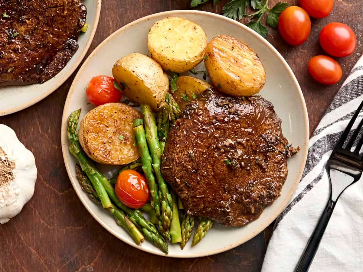 One Pan "Mushroom Steak" Dinner