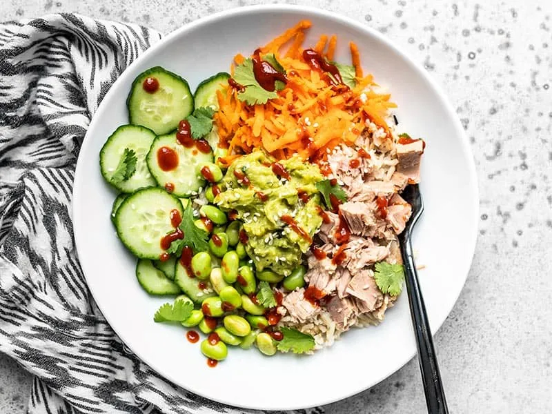 Spicy Tuna Guacamole Bowls