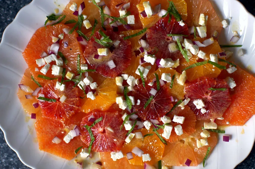 mixed citrus salad with feta and mint
