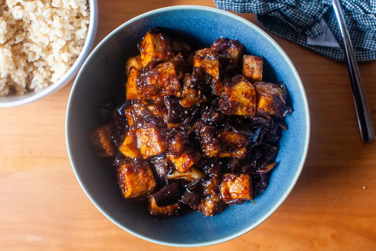 black pepper tofu and eggplant