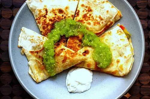 acorn squash quesadillas + tomatillo salsa