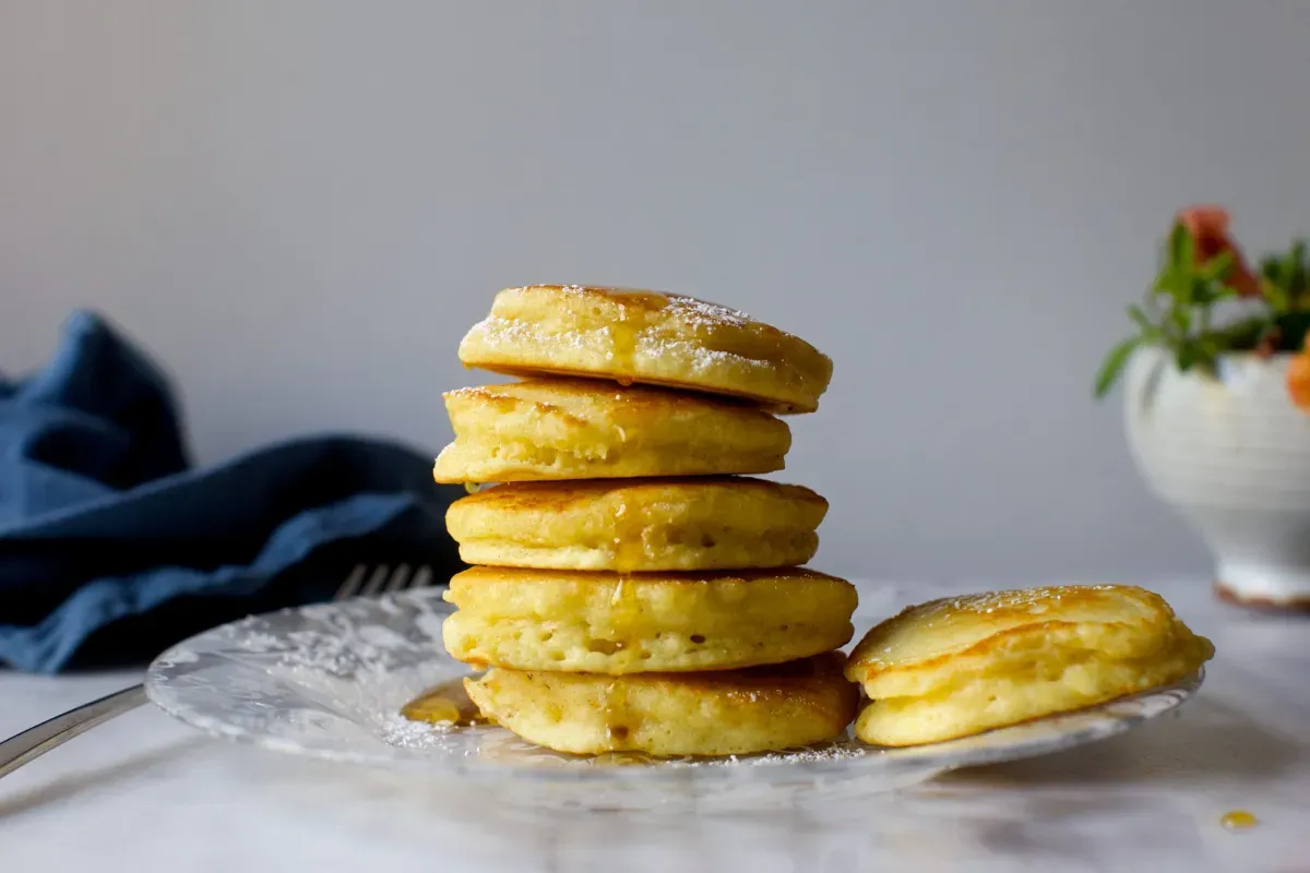 tall, fluffy buttermilk pancakes