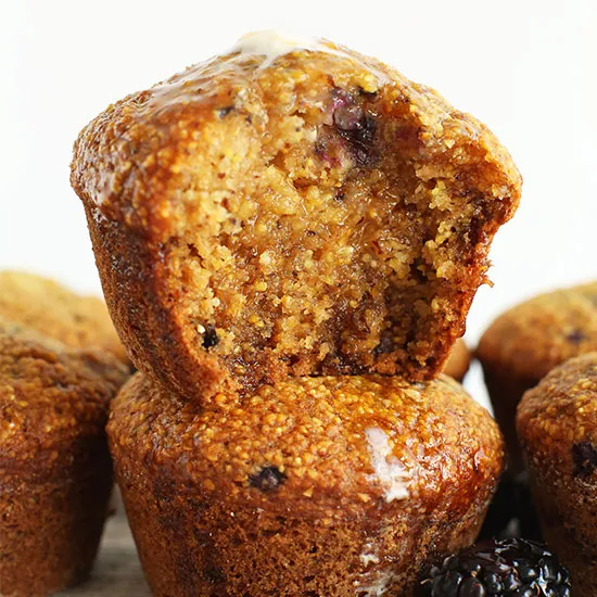 1-Bowl Blackberry Cornmeal Muffins