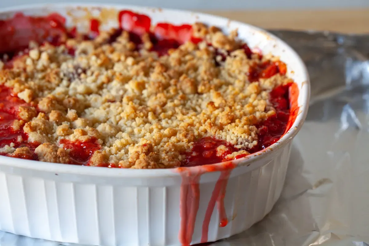 strawberry-rhubarb crumble