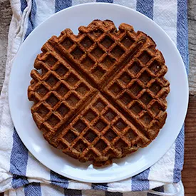 Vegan Whole Grain Waffles with Roasted Stone Fruit