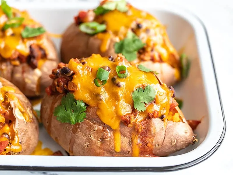 Turkey Chili Smothered Sweet Potatoes