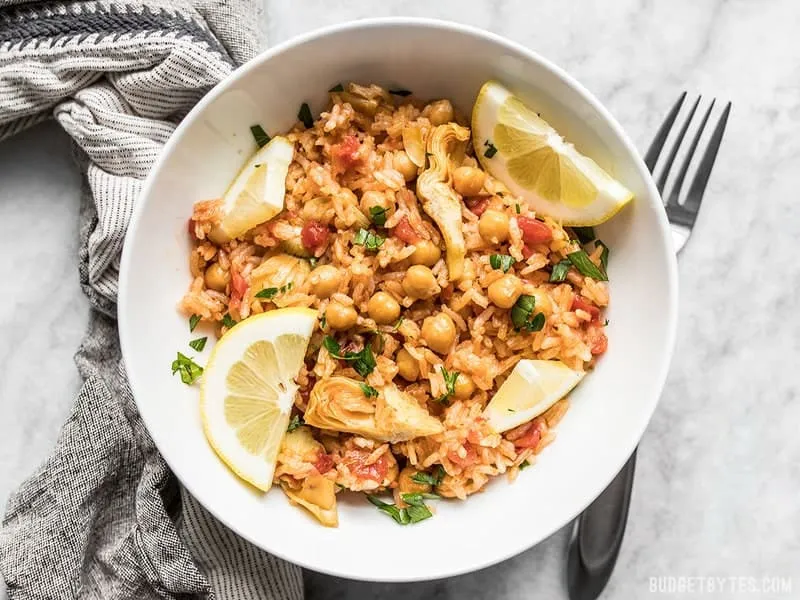Rice Cooker Spanish Chickpeas and Rice