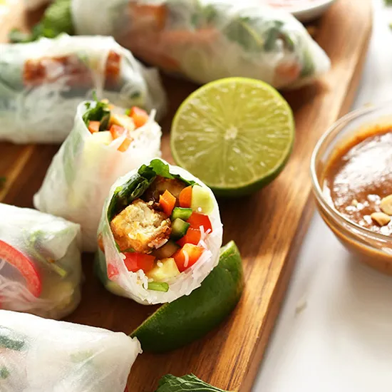 Vietnamese Spring Rolls with Crispy Tofu