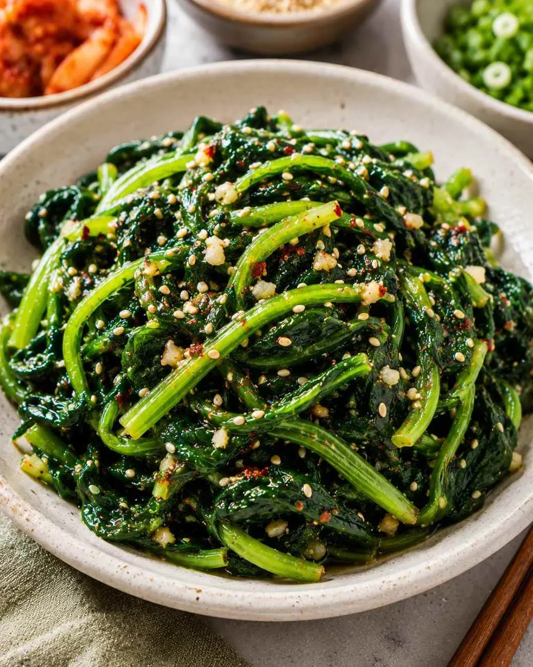 Tender Korean Spinach – Nutty and Flavorful