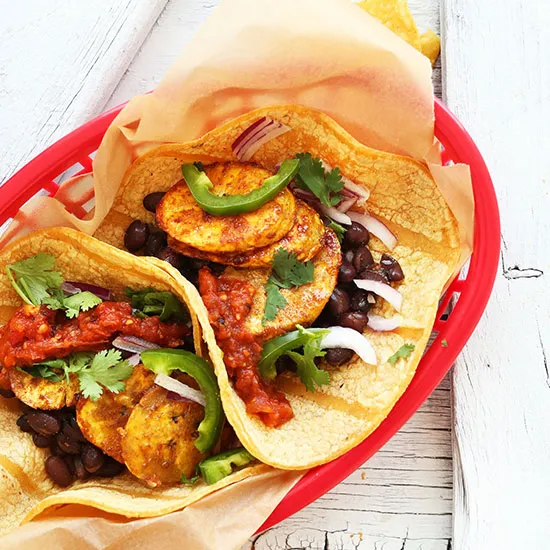 Spicy Plantain Black Bean Tacos