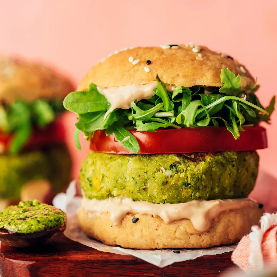 Pesto Veggie Burgers with Balsamic Aioli